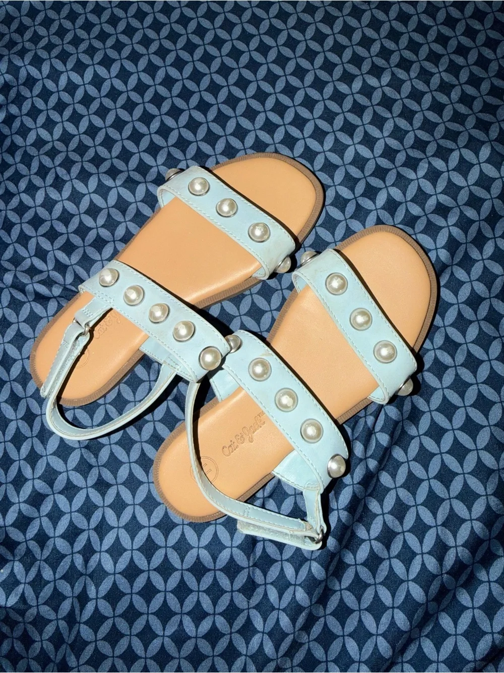 Cat & Jack Light Blue Pearl-Trim Girls' Sandals